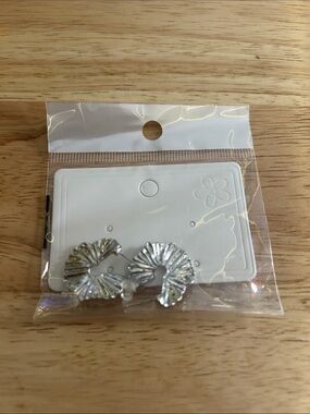 Silver Textured Hoop Earrings - Women Accessories